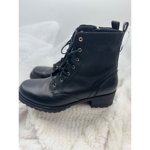 Cole Haan Camea Leather Combat Boots Black Side Zipper & Lace-Up Size 9B - Picture 9 of 15